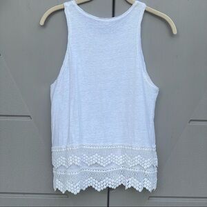 Club Monaco ivory linen crochet racer back tank top XS